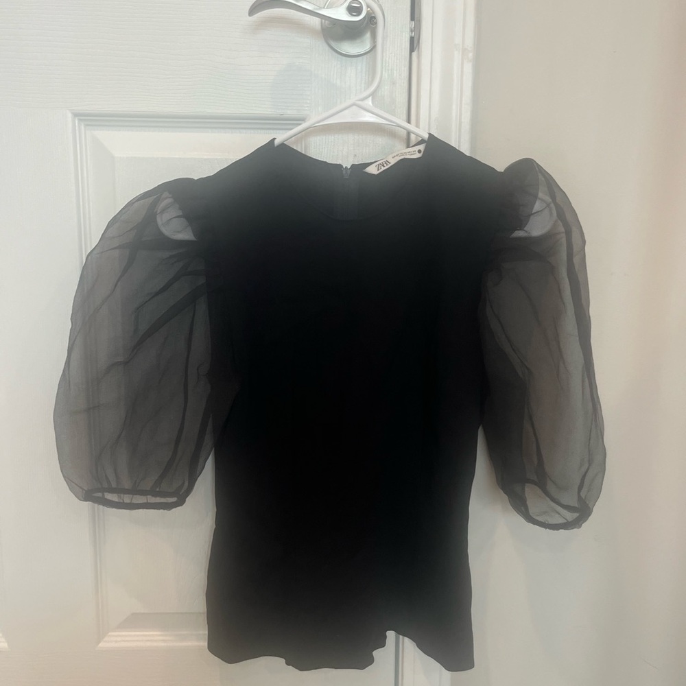 Zara mesh sleeve blouse